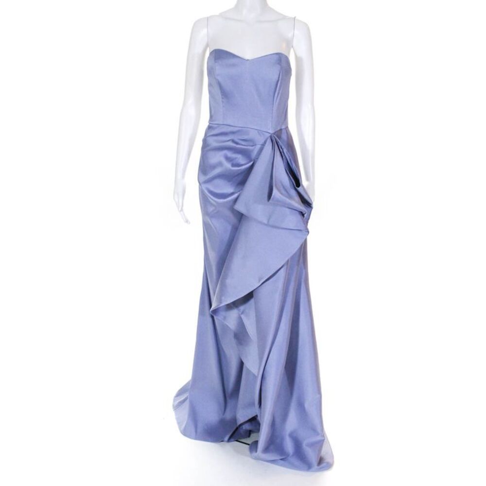 Badgley Mischka Womens Strapless Ruffle Sweetheart Gown Lilac Size 4 LL19LL